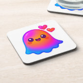 グラデーショングローと愛らしいネオンかわいい幽霊 コースター (左側)