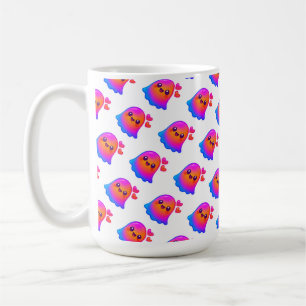 グラデーショングローと愛らしいネオンかわいい幽霊 コーヒーマグカップ