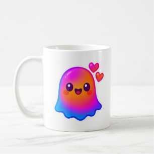グラデーショングローと愛らしいネオンかわいい幽霊 コーヒーマグカップ