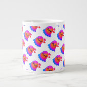 グラデーショングローと愛らしいネオンかわいい幽霊 ジャンボコーヒーマグカップ (正面)