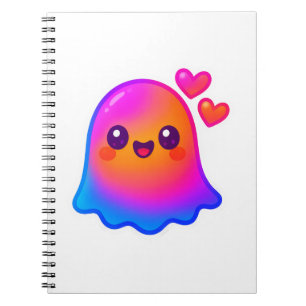 グラデーショングローと愛らしいネオンかわいい幽霊 ノートブック