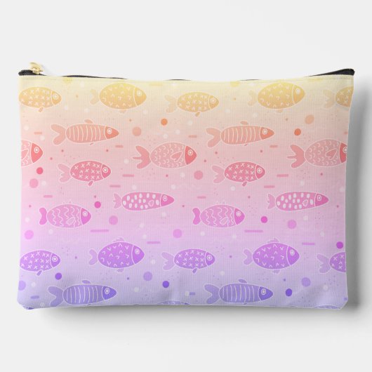 グラデーションサンセットの魚のパタモダンーン アクセサリーポーチ (正面)
