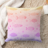 グラデーションサンセットの魚のパタモダンーン クッション (ブランケット)