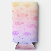 グラデーションサンセットの魚のパタモダンーン スリム缶クーラー (正面)