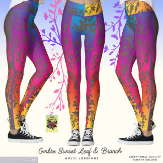 グラデーションサンセットリーフとブランチレギンス レギンス