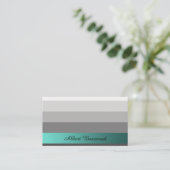 グラデーションシルバーとティール（緑がかった色）バナカスタムー文字 名刺 (スタンド正面)