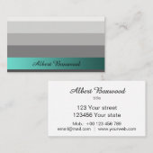 グラデーションシルバーとティール（緑がかった色）バナカスタムー文字 名刺 (正面/裏面)