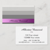 グラデーションシルバーとピンクバナーカスタム文字 名刺 (正面/裏面)