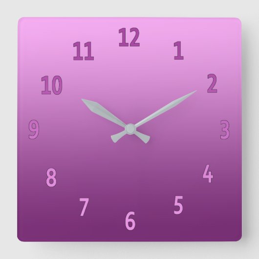 グラデーションシンプルカラフルピンク スクエア壁時計 (正面)