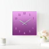 グラデーションシンプルカラフルピンク スクエア壁時計 (ホーム)