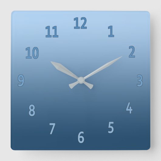 グラデーションシンプルカラフル青 スクエア壁時計 (正面)