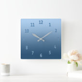 グラデーションシンプルカラフル青 スクエア壁時計 (ホーム)