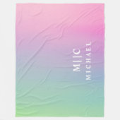 グラデーションシンプルピンクモダンモノグラム フリースブランケット (正面)