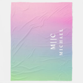 グラデーションシンプルピンクモダンモノグラム フリースブランケット