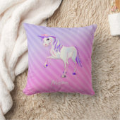グラデーションストライプとユニコーン クッション (ブランケット)