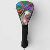 グラデーションストライプの曲線とメタリックの光沢の上… ゴルフヘッドカバー (正面)