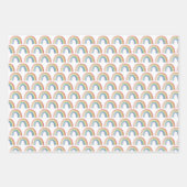 グラデーションストライプレインボーと可愛いレインボーパターン ラッピングペーパーシート (正面2)