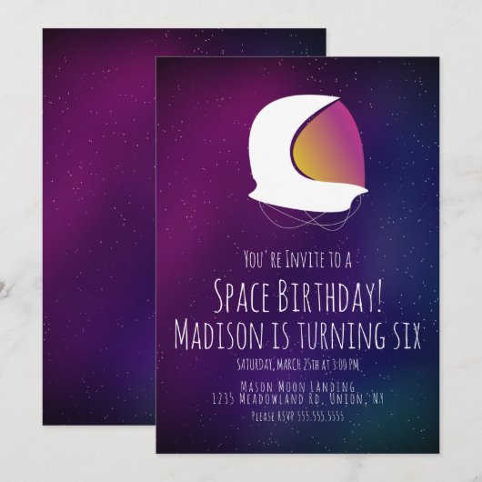 グラデーションスペースギャラクシー 誕生日 招待状 (正面/裏面)