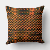 グラデーションセピア上のジグザグ三角形、オレンジ色のサーモン クッション (裏面)