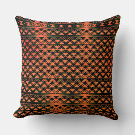 グラデーションセピア上のジグザグ三角形、オレンジ色のサーモン クッション