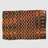 グラデーションセピア上のジグザグ三角形、オレンジ色のサーモン ゴルフタオル (横)