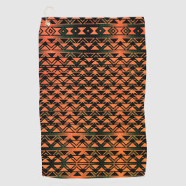 グラデーションセピア上のジグザグ三角形、オレンジ色のサーモン ゴルフタオル