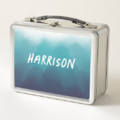 グラデーションターコイズ青色水色海 メタルランチボックス (正面)