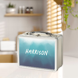 グラデーションターコイズ青色水色海 メタルランチボックス