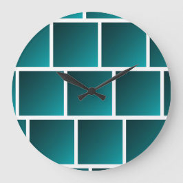 グラデーションティール（緑がかった色）の正方形 ラージ壁時計