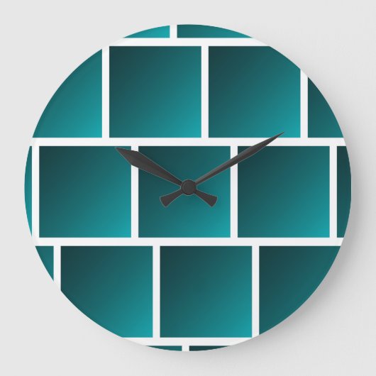 グラデーションティール(緑がかった色)の正方形 ラージ壁時計 (正面)