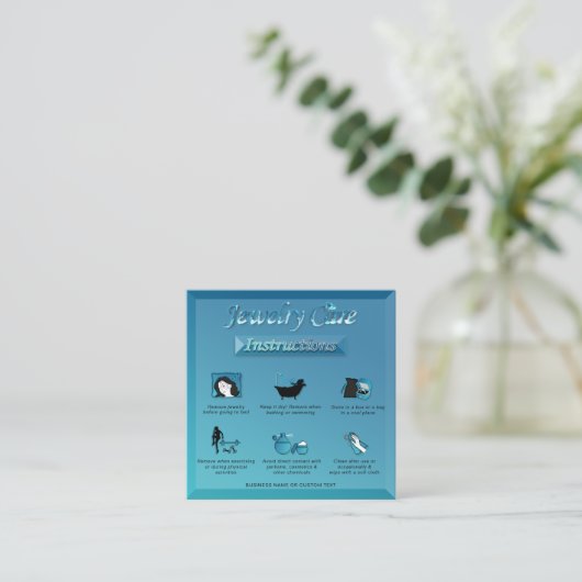 グラデーションティール(緑がかった色)エレガントブルーダイヤモンドジュエリー気に スクエア名刺 (スタンド正面)