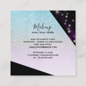 *~グラデーションティール(緑がかった色)ピンクグリッターシック幾何ガーリー図形 スクエア名刺 (裏面)