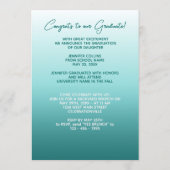 グラデーションティール(緑がかった色)ブルーグリーン卒業 案内状 (裏面)