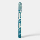 グラデーションティール(緑がかった色)青抽象芸術波パーソナライズされた Case-Mate iPhoneケース (裏面 / 右)