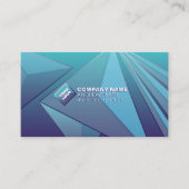 グラデーションティール（緑がかった色）3Dソーシャルメディア海軍ブルーQRコード 名刺 (正面)