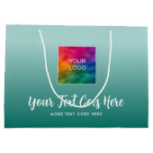 グラデーションテールブルー カスタムテンプレート ロゴをここに ラージペーパーバッグ (裏面)