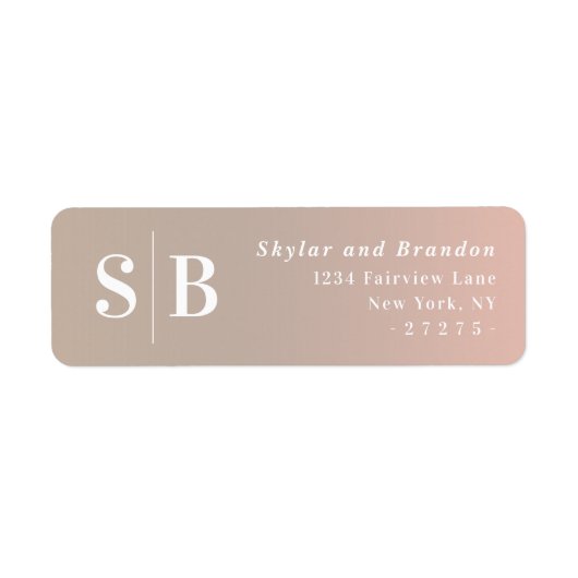 グラデーショントゥーペベージュ&ピンク結婚ズ差出人住所 ラベル (正面)