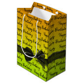 グラデーションハッピーバースデー(黒い弓) ミディアムペーパーバッグ (正面アングル)