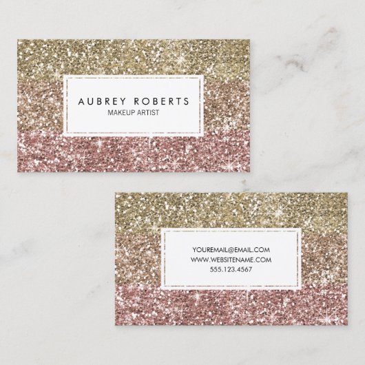 グラデーションバラピンク金ゴールドグリッターガーリー名刺 名刺 (正面/裏面)