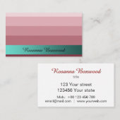 グラデーションバラ赤、ティール（緑がかった色）バナーカスタム文字 名刺 (正面/裏面)