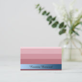 グラデーションバラ赤（青いバナー付き）のカスタム文字 名刺 (スタンド正面)