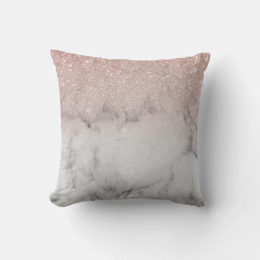 グラデーションバラ金ゴールドグリッタートレンディー大理石 クッション (正面)