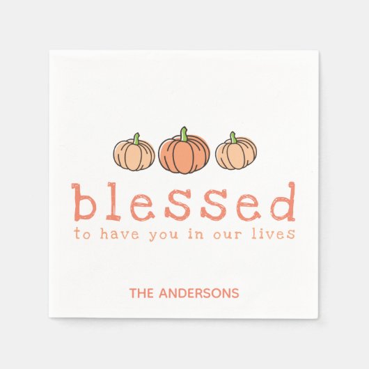グラデーションパンプキ賛美ンパーソナライズされた感謝祭 スタンダードカクテルナプキン (正面)