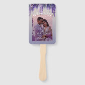 グラデーションパープルフローラフォト結婚式 プログラム ハンドファン (正面)