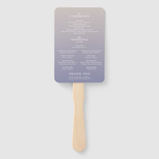 グラデーションパープルフローラフォト結婚式 プログラム ハンドファン (裏面)