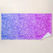 グラデーションパープルブルーとピンクのグリッター ビーチタオル (正面)