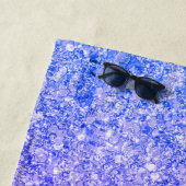 グラデーションパープルブルーとピンクのグリッター ビーチタオル (インサイチュ)