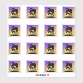 グラデーションパームツリーズサンセットバケーションセット シール