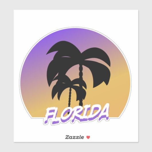 グラデーションパームツリーズパープルバケーション シール (シート)