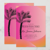 グラデーションパームツリーピンクビーチ独身最後の旅 招待状 (正面/裏面)
